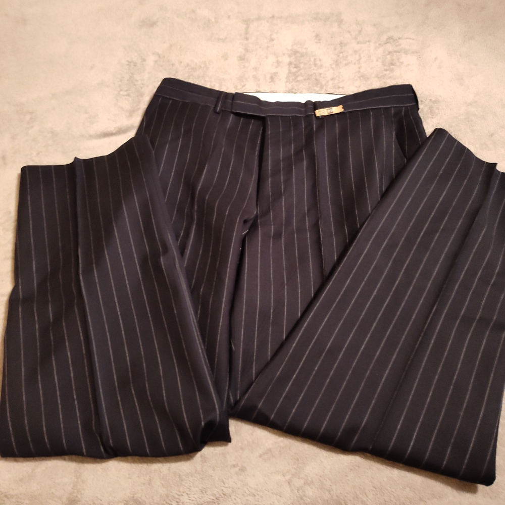 Pinstripe Navy Blue Trousers